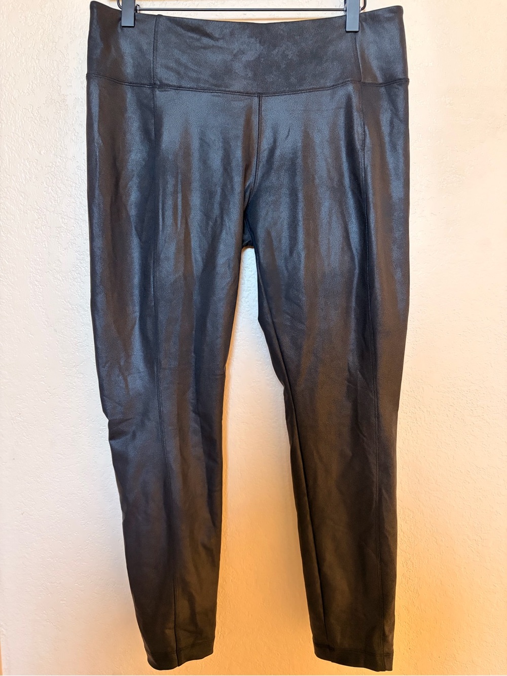 Athleta Black Faux Leather Delancey Gleam Tight Leggings
